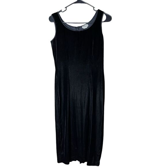 Vintage Robbie Bee 90s Black Velvet Maxi Dress Size 6‎ - Picture 1 of 6